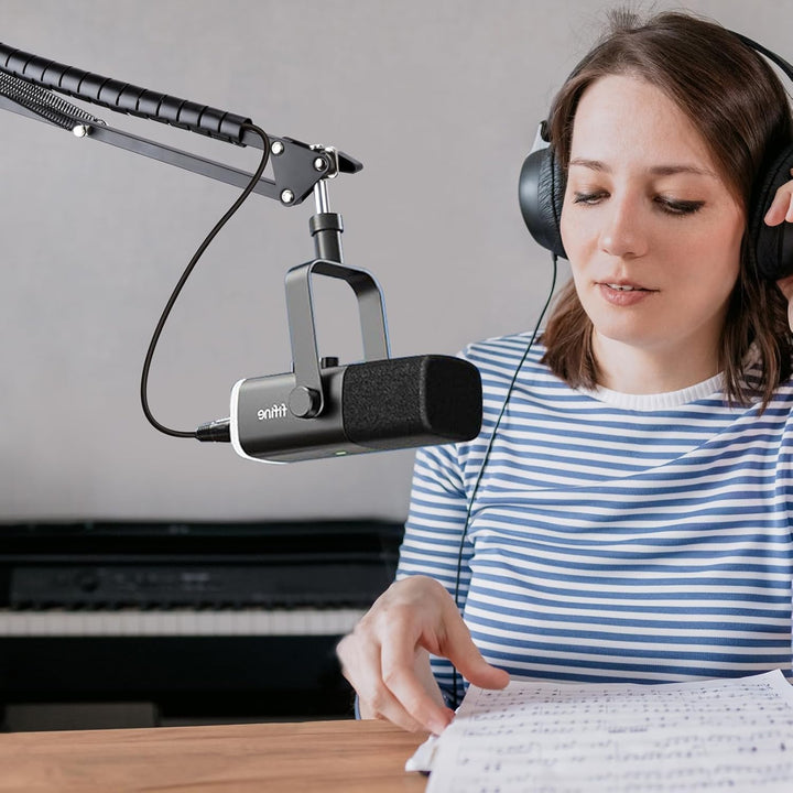 FIFINE AM8 Mikrofonarm Boom Arm - Mikrofon Schwenkarmständer kompatibel mit FIFINE Recording XLR/USB
