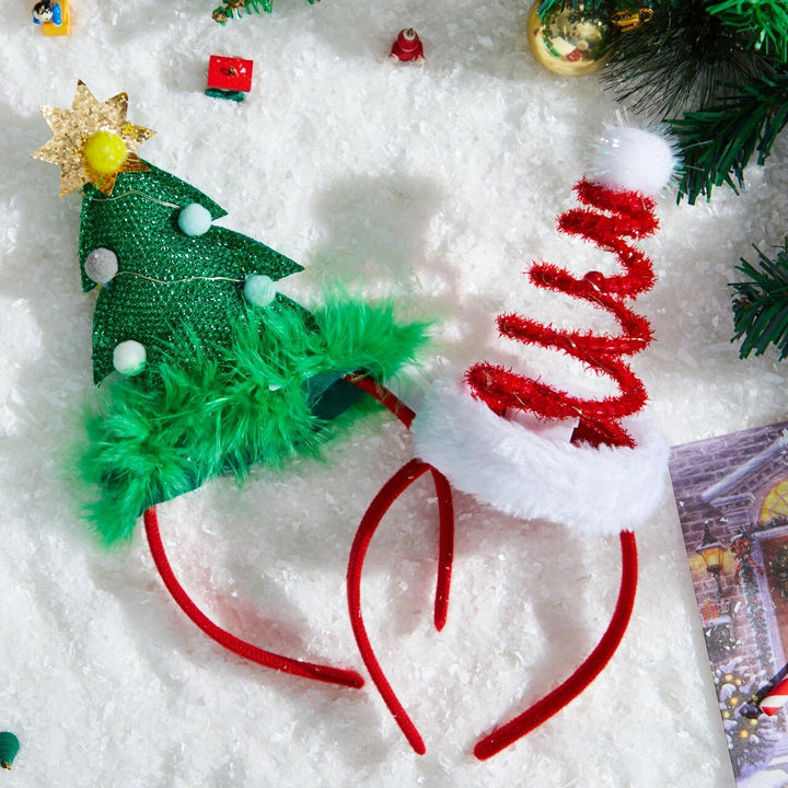 JOYIN 2 Stück beleuchtete Stirnbänder mit LED, weihnachtliche Stirnbänder für Weihnachtsbedarf und U