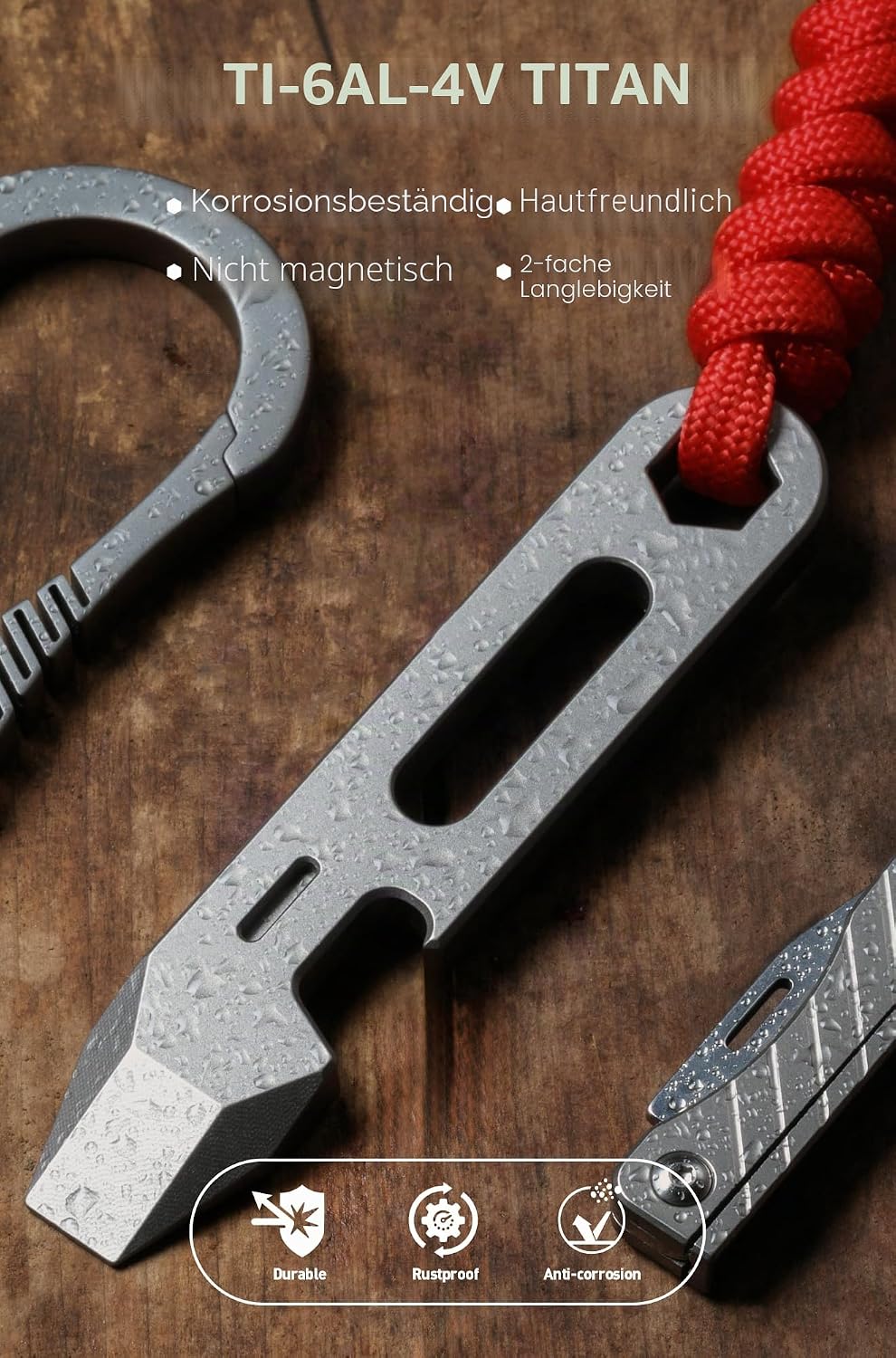 KEEPO LINK Titan EDC Brecheisen Multitool, 4-in-1 Hebelwerkzeug mit Flaschenöffner, Sechskantschlüss