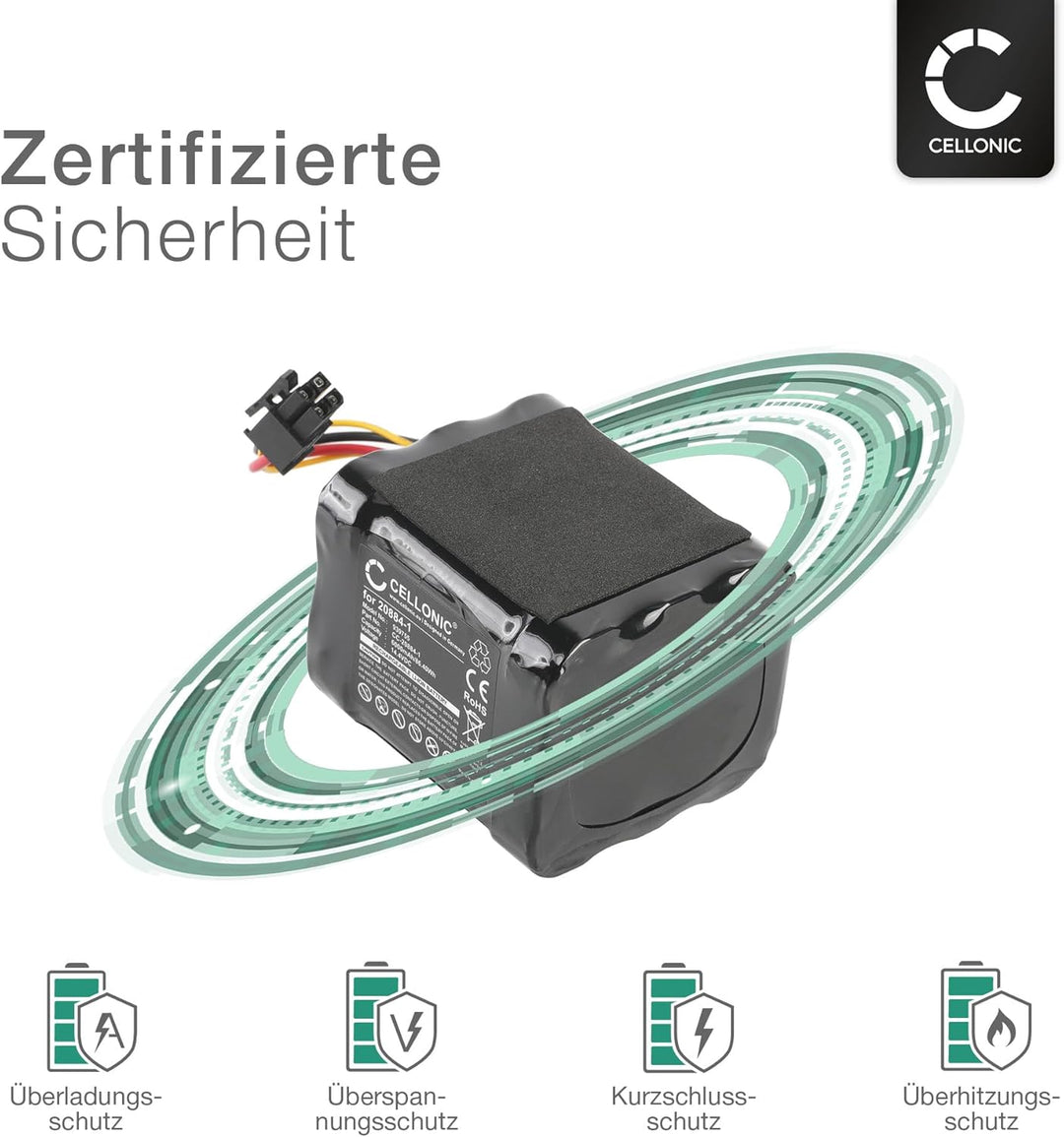 CELLONIC, Akku für Staubsauger kompatibel mit Vorwerk Kobold VR200, 20884-1, 4NCR18650P2-C001A (14.4