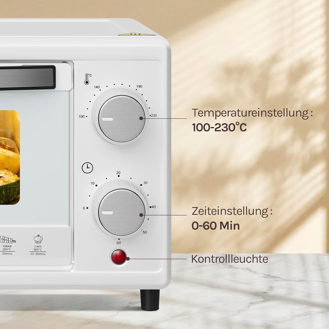 WOLTU Minibackofen 12 Liter, 800 Watt Toasterofen | Pizzaofen | Backblech mit Timer Mini Backofen fü