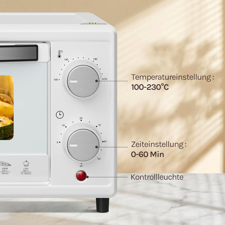 WOLTU Minibackofen 12 Liter, 800 Watt Toasterofen | Pizzaofen | Backblech mit Timer Mini Backofen fü