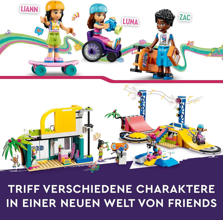 LEGO 41751 Friends Skatepark, Skateboard-Spielzeug für Mädchen und Jungen ab 6 Jahren, Mini-Puppen S