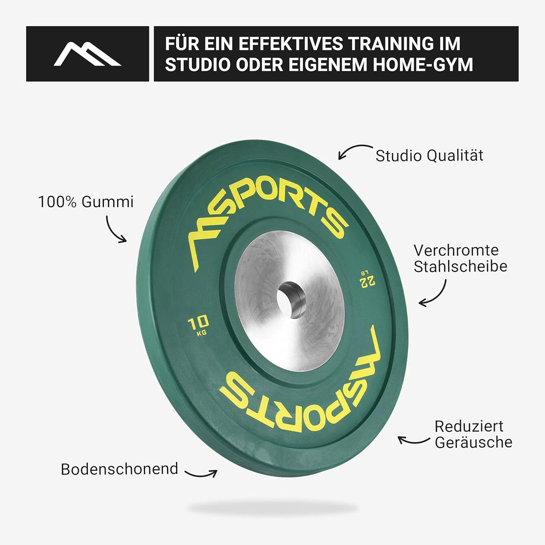 MSPORTS Olympia Hantelscheiben 2er Set Professional Lochdurchmesser 51 mm - Studio Qualität - Gussei