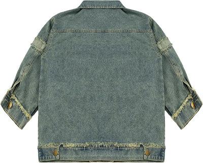 Rolanko Jeansjacke für Mädchen, Basic Trucker Jacke aus Denim Outwear Button Down Jeans Hemden, Hell