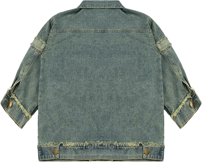 Rolanko Jeansjacke für Mädchen, Basic Trucker Jacke aus Denim Outwear Button Down Jeans Hemden, Hell