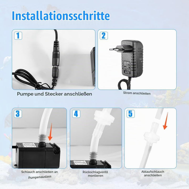 kleine Tauchpumpe, 2m Schlauch &amp; Rückschlagventil, 220L/h kondensatpumpe mit 3 Filterschwamm, 12V Aq