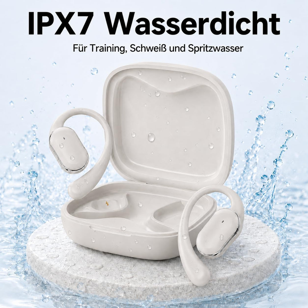 Open Ear Bluetooth Kopfhörer 5.4, Kabellose Sport Ohrhörer mit Ohrbügel, IPX7 wasserdicht, 50 Std. S