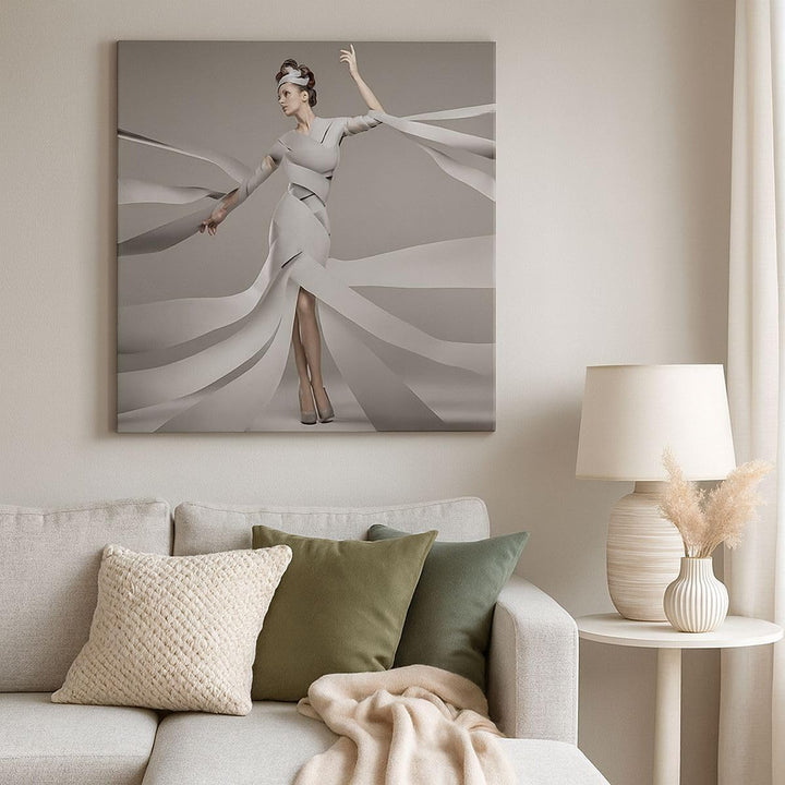 Bilder auf Leinwand Frau Modell Streifen Emotionen Leinwandbild 60x60cm Wandbilder Dekoration Wohnzi