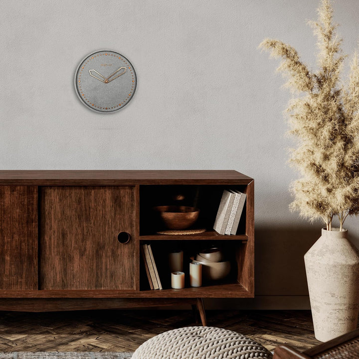 NeXtime Wanduhr "CROSS", lautlos, rund, Stein / Metall, Grau, ø 35 cm