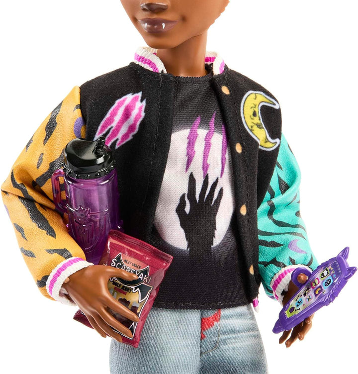 Monster High-Puppe, Clawd Wolf-Puppe mit Gargoyle-Bulldogge als Haustier und themenbezogenem Zubehör