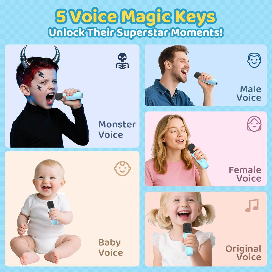 Jeefu Karaoke Maschine Kinder mit 2 Mikrofonen, Spielzeug für 3-12 Jahre alte Mädchen Geschenke, Min