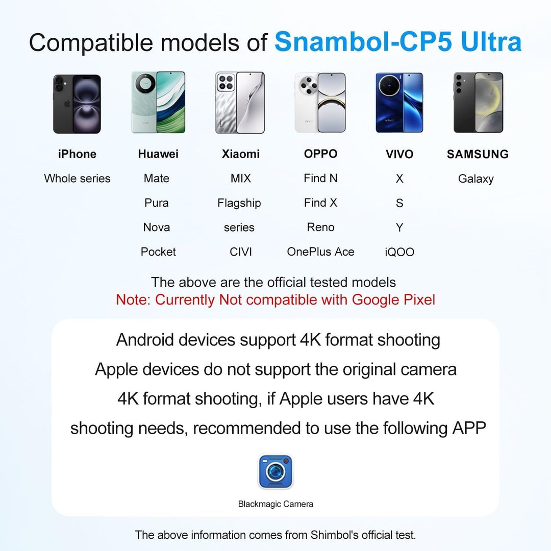 Shimbol CP5 Ultra, 5‘’ 1080P Full Touch HD Telefon Vlog Selfie Monitor Screen für iPhone & Android -