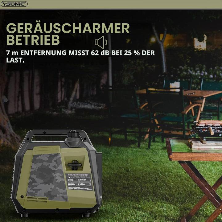 YSONIC 3300 Watt Wechselstrom-Generator Inverter mit 2xUSB, 230 V Steckdose - 62dB leiser leichter S