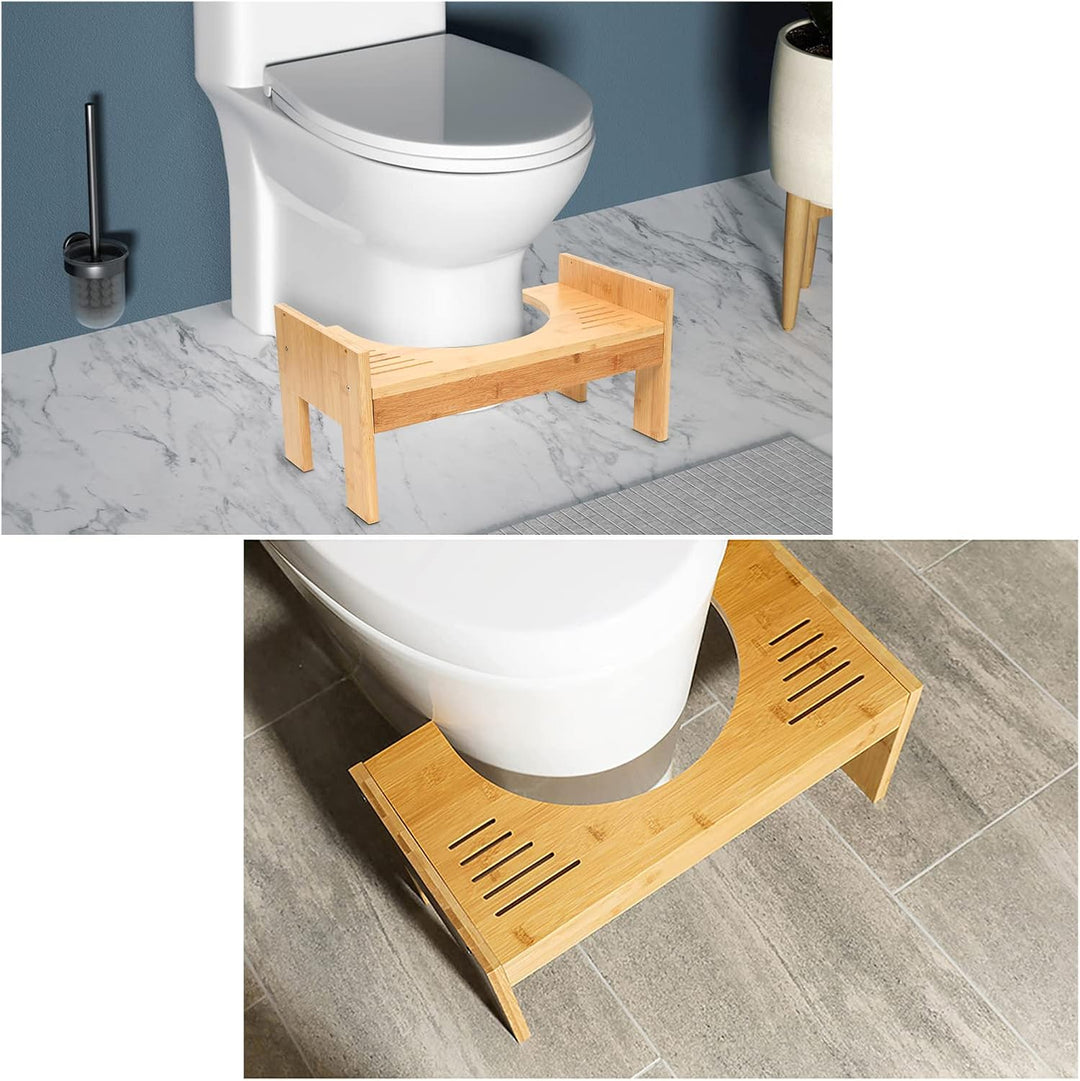 Toilettenhocker Erwachsene, Toilettenhocker WC-Hocker aus Bambus toilettenhocker holz, Tragbar 7-9in