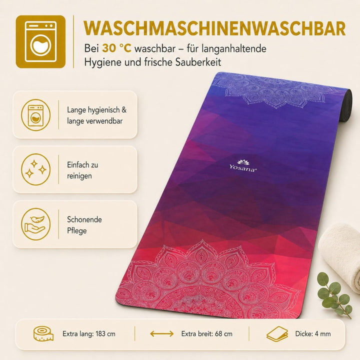 Yogamatte aus Naturkautschuk I Hot Yoga Mikrofaser Matte I Bikram Yogamatte Maschinenwaschbar I Ying