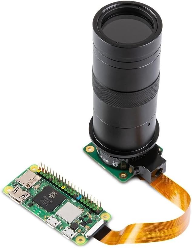 Waveshare 100X Mikroskop Objektiv für Raspberry Pi, C/CS-Mount, Metall, Schwarz, LED, 0.12X ~ 1.8X O