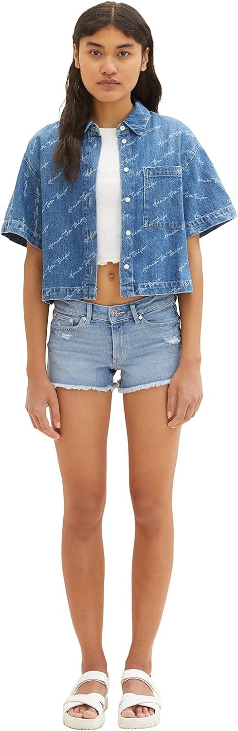 TOM TAILOR Denim Damen jeans shorts XXL 10122 - Destroyed Light Stone Blue Denim, XXL 10122 - Destro
