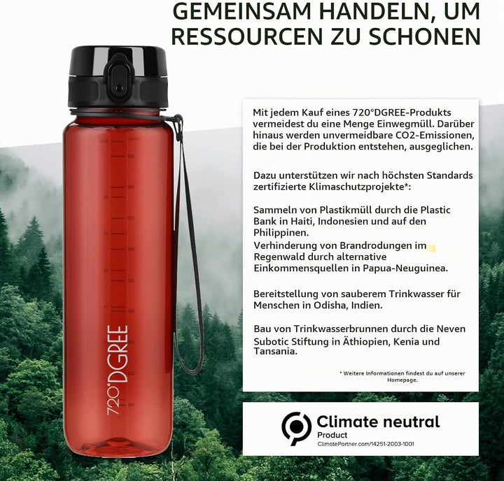 720°DGREE Trinkflasche “uberBottle“ 350ml, 500ml, 650ml, 1l softTouch +Früchtebehälter - Auslaufsich