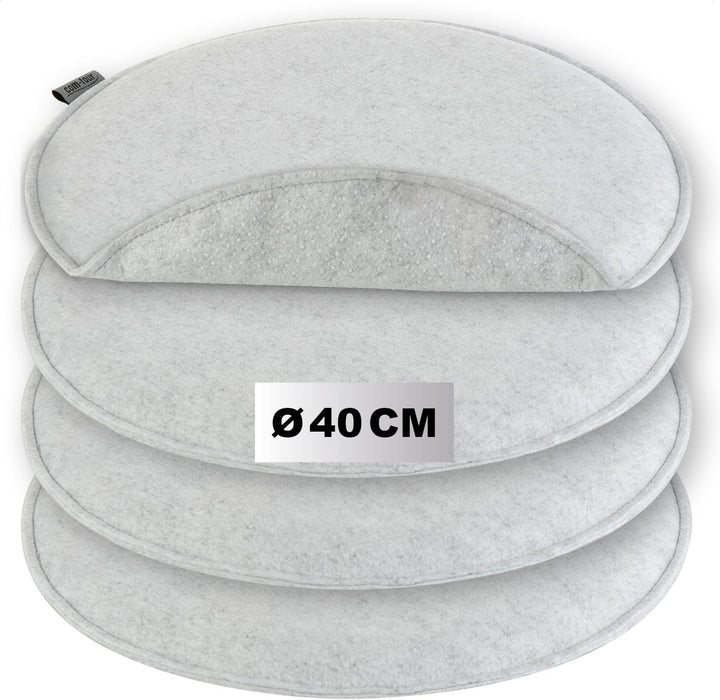 COM-FOUR® 4X Sitzkissen aus Filz - gepolstertes Stuhlkissen - runde Sitzpolsterauflage für Esszimmer