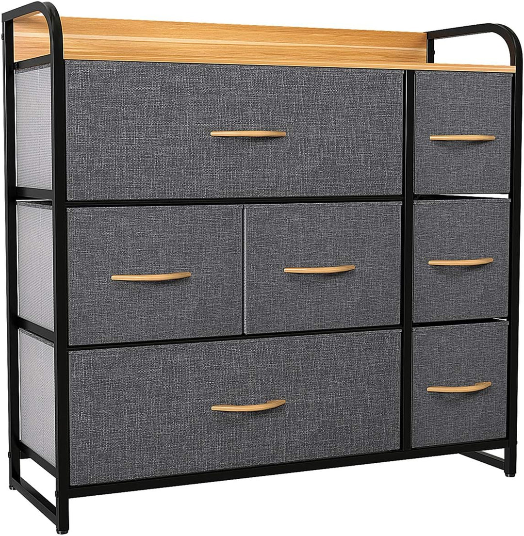 YITAHOME Kommode mit Schubladen, Schrank mit 7 Schubladen aus Stoff, Aufbewahrungskommode Industrial