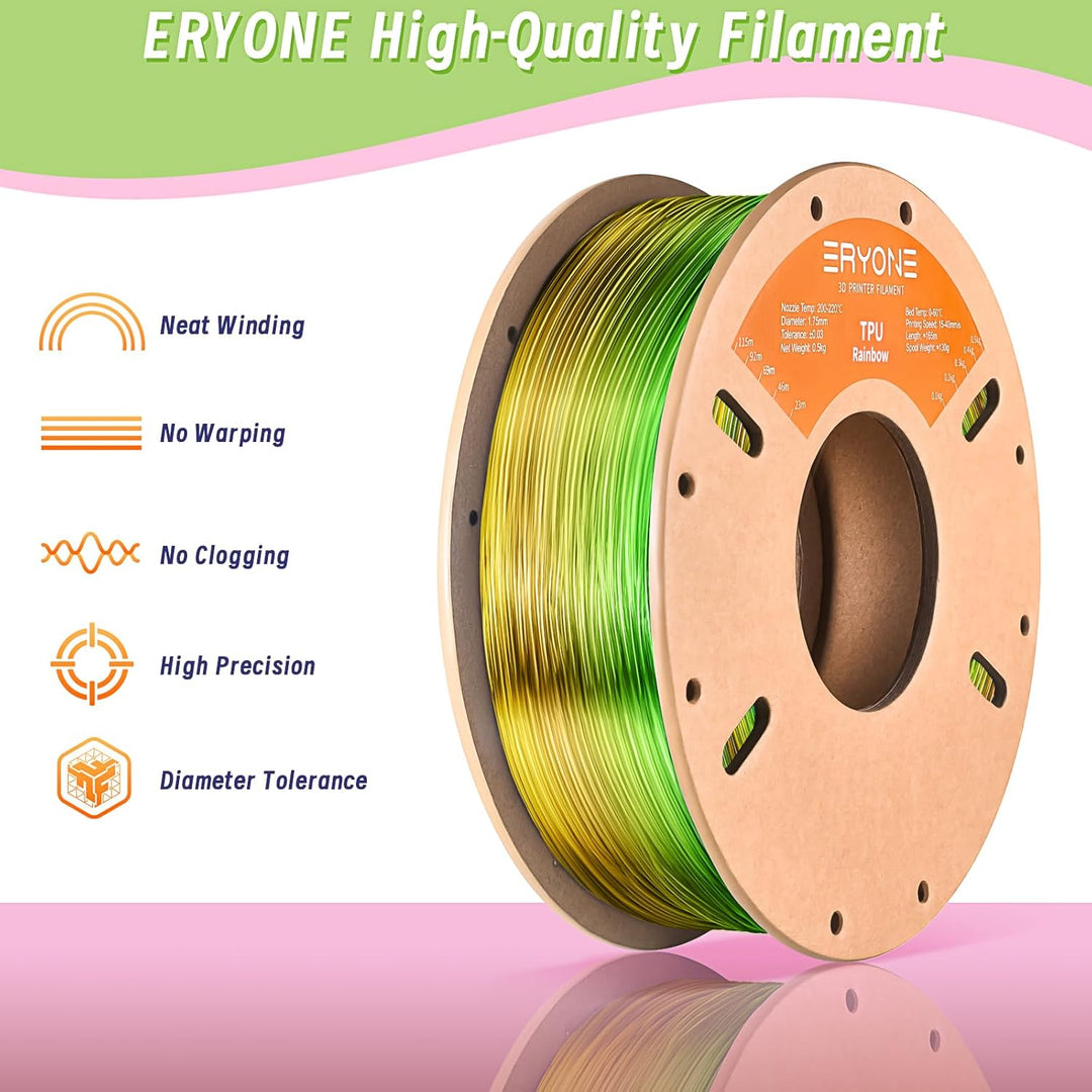 ERYONE TPU Filament 1.75mm, 3D Drucker Filament,Flexible TPU Weiches Filament, TPU 95A, Massgenauigk