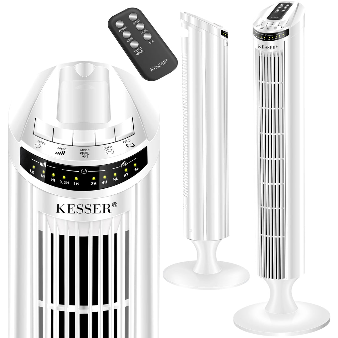KESSER® Turmventilator mit Fernbedienung | 90° Oszillationswinkel | 3 Stufen | 90 cm |+ Timerfunktio