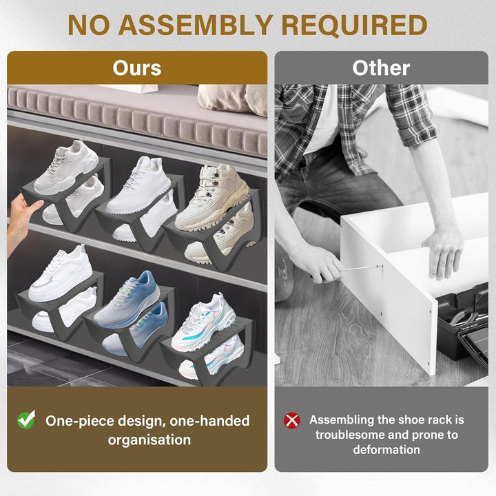 20 Stück rutschfest Schuhschlitz Organizer, Doppelschicht Schuhhalter, Schuhorganizer Schuhstapler a