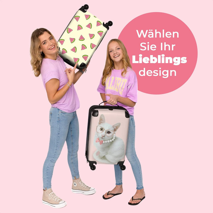 NoBoringSuitcases.com® Kinderkoffer Mädchen - Reisekoffer Kinder, Kabinentrolley, Leichtgewicht, 4 R