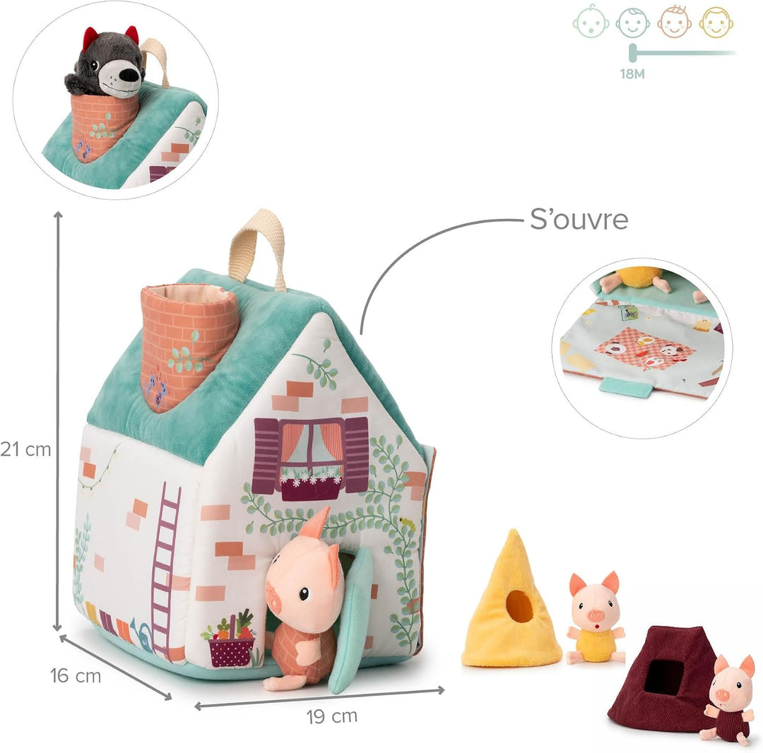 Lilliputiens - Haus des Wolfs und der DREI kleinen Schweinchen - Stoffspielzeug inspiriert vom berüh