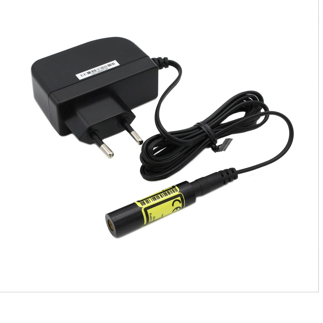 Laserfuchs Linienlaser rot, 650nm, 60°, 5V DC, Ø12x45 mm, Fokus 1m, Laserklasse 1, inkl. Netzteil -