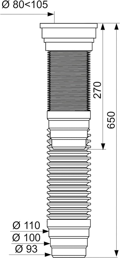 Wirquin 71260001 Muffe ausziehbar Metall Rüstung 340 – 750 mm