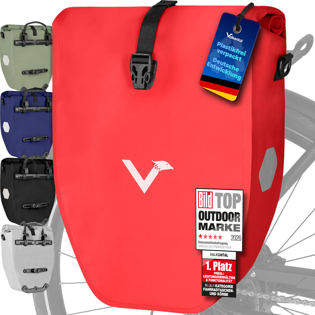 Valkental - Grosse &amp; wasserdichte Gepäckträgertasche - 28L Füllvolumen - Fahrradtasche für Gepäckträ