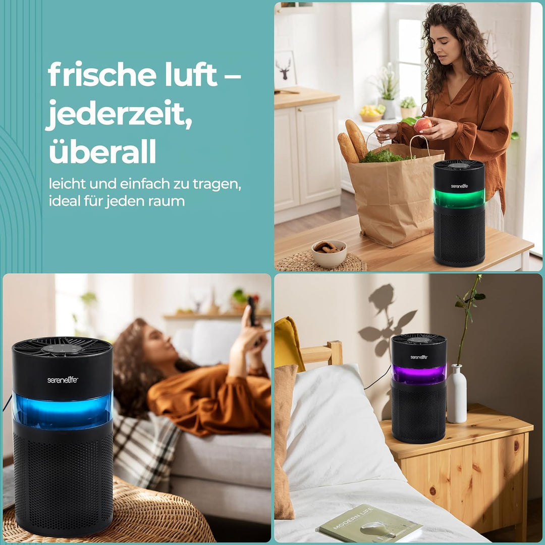 SereneLife Luftreiniger- HEPA 13 Filter für Zuhause, Luftfilter Allergiker mit Aromatherapy- gegen 9