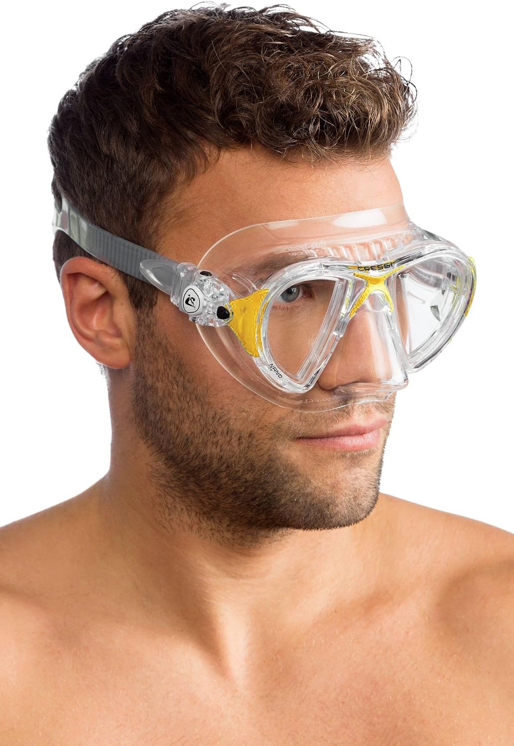 Cressi Herren Nano Taucherbrille UNI Transparent/Gelb, UNI Transparent/Gelb