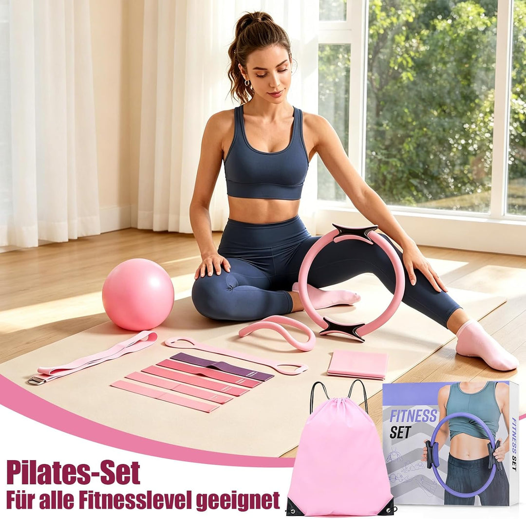 Pilates Set, Pilates Ring Zubehör Set 13 Stück mit 13" Ring, 10" Ball,Fitnessbänder & Zubehör,Pilate