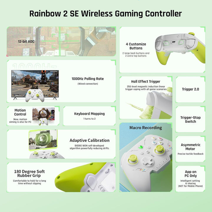 Black Shark PC-Controller, BIGBIG WON Rainbow 2 SE Wireless Controller Motion Control, Hall-Effekt-T