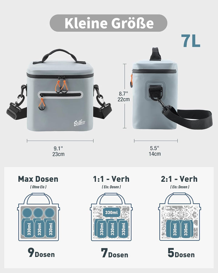 Kühltasche 7/14/24L - Isoliert & Wasserdicht | Tragbare Mini-Kühltasche mit Thermo-Iso-Schicht | Lei