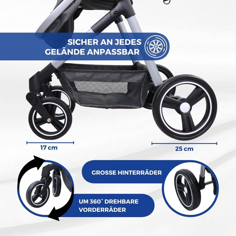 Mobiclinic® Kids, Kinderwagen + Babywanne, 2 in 1, Nuit, ultrakompakt, 5-Punkt-Gurtsystem, 22 kg, Ei