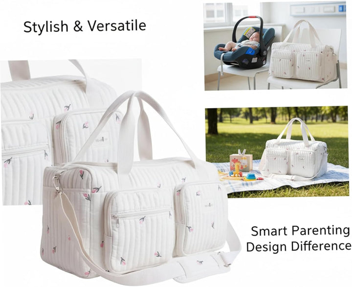 Baby-Wickeltaschen, gesteppte Wickeltasche mit grossem Fassungsvermögen und mehreren Reisetaschen fü
