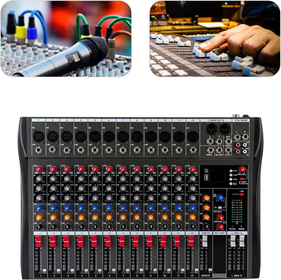 12 Live Audio Mixer DJ Sound Controller AC für Computer Recording Aufnahmestudios mit XLR Mikrofon S