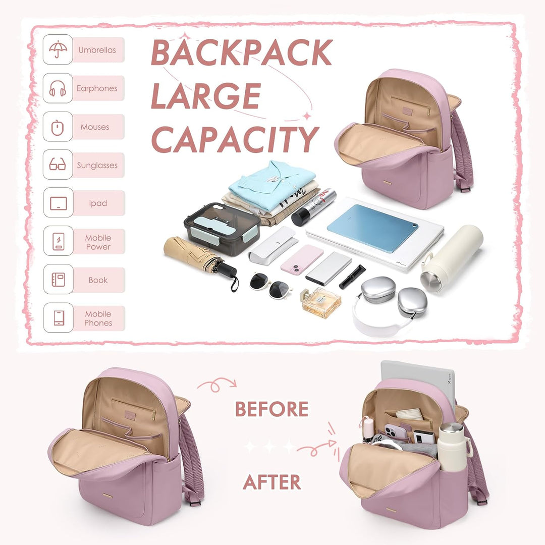 Rucksack Damen Herren Elegant, 17.3 Zoll Laptop Rucksack Wasserdicht mit Laptopfach, Business Laptop