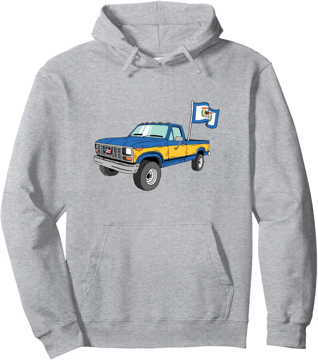 Vintage Truck & State Flag of West Virginia Minimalist Pullover Hoodie