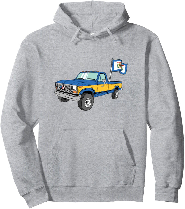 Vintage Truck & State Flag of West Virginia Minimalist Pullover Hoodie