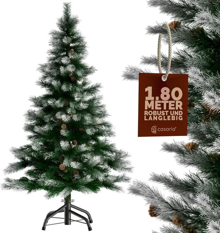 CASARIA® Weihnachtsbaum künstlich 150cm dichte Spitzen schneller Aufbau mit Tannenzapfen Metallständ
