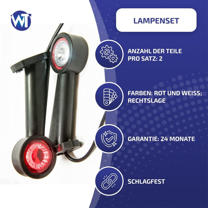 Web Truck 2 x Gummi Begrenzungsleuchte Seitenleuchte Positionsleuchte 12V 24V, weiss, rot, für LKW P