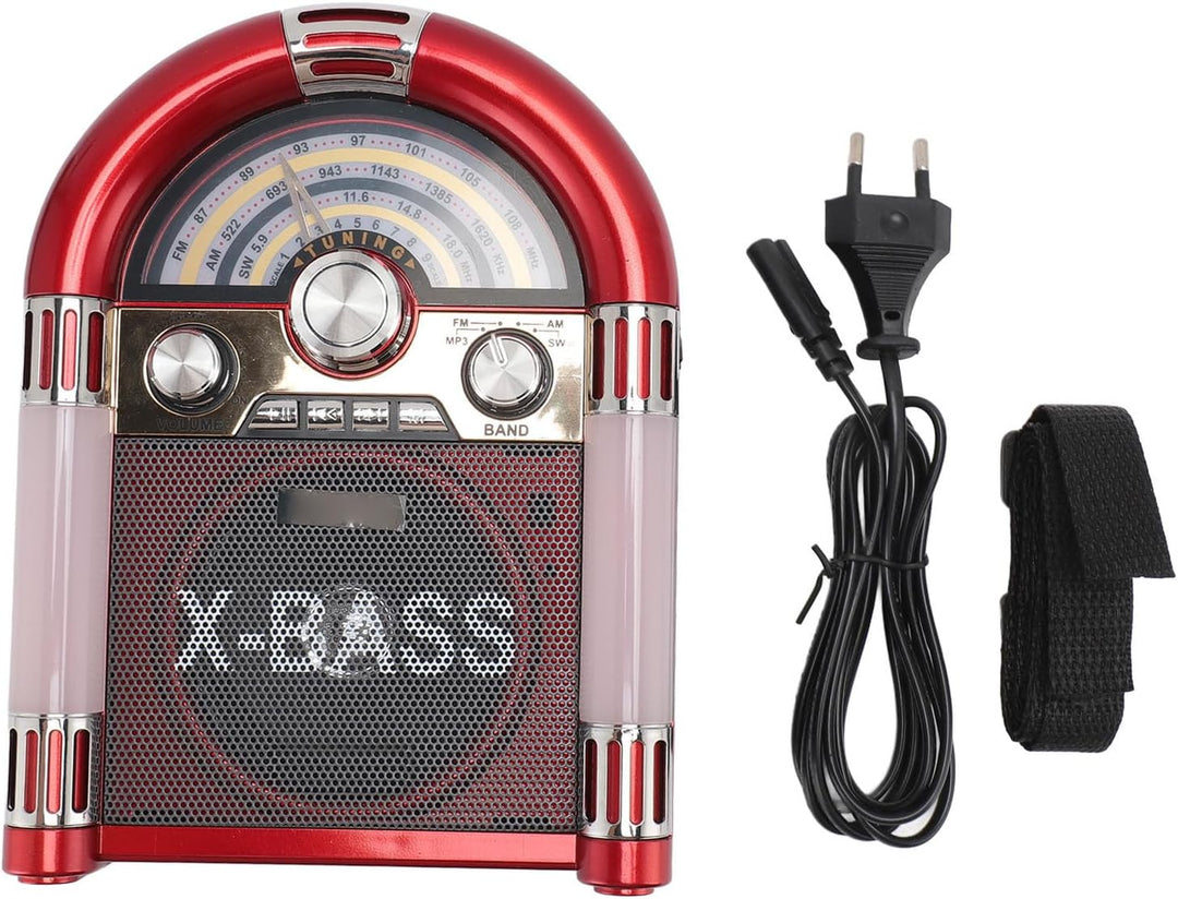 AM FM Vintage-Radio, Tragbares Retro-Kurzwellenradio mit Bluetooth-Lautsprecher, Wiederaufladbare Re