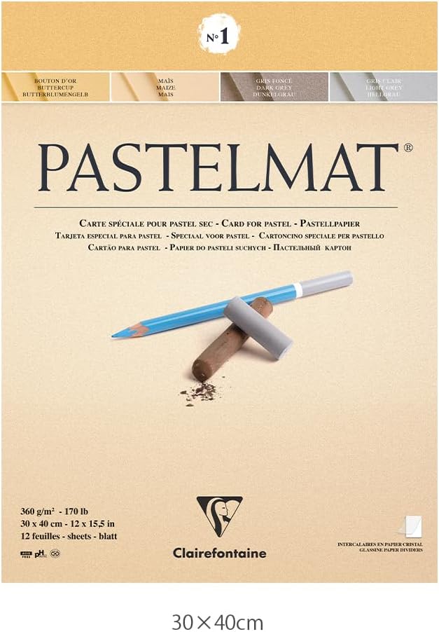 Clairefontaine 96018C Zeichenblock Pastelmat (12 Blatt, 30 x 40 cm, 360 g, mit 4 transparenten Trenn
