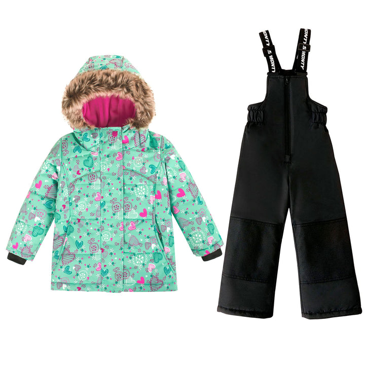 SMONTY Kinder Schneeanzug für Mädchen Winter Skijacke &amp; Hose Set Kapuzenträger Set Winddicht Wasserd