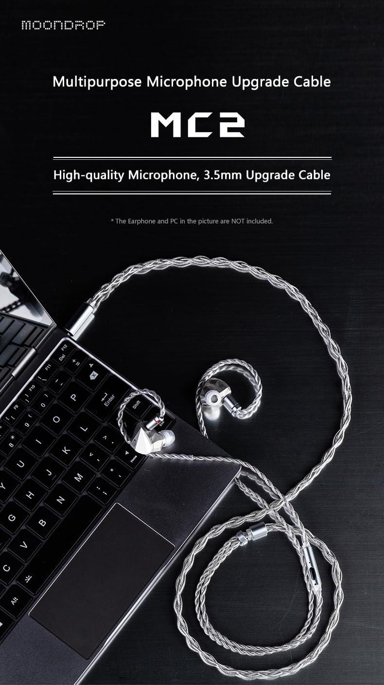 Moondrop MC2 Mikrofon-Upgrade-Kabel, 3,5 mm, 0,78 mm, 2-polig, Upgrade-Kabel für Kopfhörer